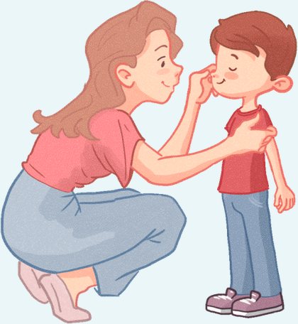 Un adulto y un niño rezando una frase corta